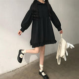 lutaotie Two-Layer Ruffled Long Puff Sleeve Collar Mini Dress