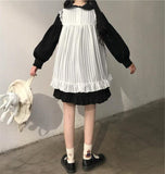 lutaotie Two-Layer Ruffled Long Puff Sleeve Collar Mini Dress