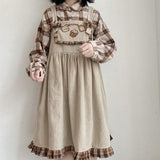 LoveFery Sweet Teddy Overalls Sleeveless Kawaii Cottagecore Dress