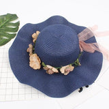 lutaotie Flower Accent Straw Hat