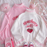 lutaotie Kawaii Advertisement Strawberry Cottagecore Sweater Top