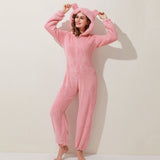 Winter Warm Pyjamas Women Onesies Fluffy Fleece Jumpsuits Sleepwear Overall Plus Size Hood Sets Pajamas For Women Adult