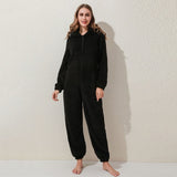 Winter Warm Pyjamas Women Onesies Fluffy Fleece Jumpsuits Sleepwear Overall Plus Size Hood Sets Pajamas For Women Adult