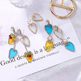 lutaotie Fairy Glass Heart Drop Earrings