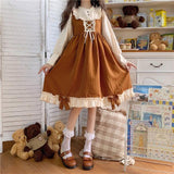 lutaotie Maple Syrup Pancake Fairycore Dress