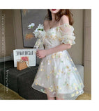 lutaotie Fairycore Spring Evening Off Shoulder Dress