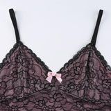 lutaotie Single Pink Rosebud Lace Princesscore Top