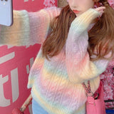 lutaotie Pastellina Rainbow Fairycore Sweater Top