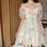 lutaotie Fairycore Spring Evening Off Shoulder Dress