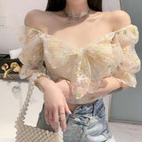 lutaotie Fairycore Spring Evening Off Shoulder Top