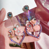 lutaotie Gorgeous Intentions Heart Flower Fairycore Earrings