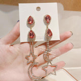 lutaotie Ablaze with Delight Moon and Star Earrings