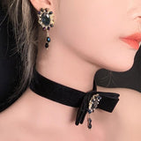 lutaotie Main Character Fairycore Earrings and Choker Set