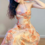 lutaotie Citrus Rose Tea Fairycore Dress