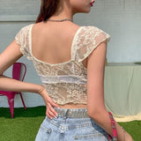 lutaotie Lace See-Through Top