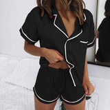 LANFUBEISI  Pyjamas For Women Silk Satin Pajamas Pyjamas Set Short Sleeve Sleepwear Pajamas Suit Female Sleep Two Piece Set Loungewear