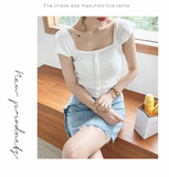 lutaotie Simple Cottagecore Petal Sleeve Top