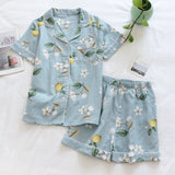 LANFUBEISI  Pyjamas Women 100% Cotton Short Sleeves Ladies Pajama Sets Shorts Cute Cartoon Print Japanese Simple Sleepwear Homewear Pijamas