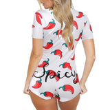 LANFUBEISI Women Sexy Sleepwear Cute Cartoon Print Short Set Pajamas Spicy Pepper Sweet Short Sleeve T Shirts Shorts Summer Pijama