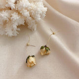 lutaotie Preserved Rose Bud Raindrop Flower Drop Stud Earrings