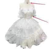 LoveFery Crystalline Eclair Frosting Fairycore Princesscore Dress with Petticoat Skirt Bottoms Set