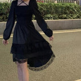 LoveFery Lace Dark Fairycore Grunge Dress