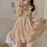 lutaotie Kawaii Princesscore Tartan Dress