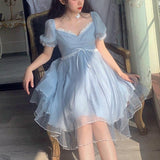 lutaotie Cool Periwinkle Kitten Fairycore Dress