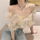 lutaotie Fairycore Spring Evening Off Shoulder Top