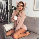 Winter Warm Pyjamas Women Onesies Fluffy Fleece Jumpsuits Sleepwear Overall Plus Size Hood Sets Pajamas For Women Adult