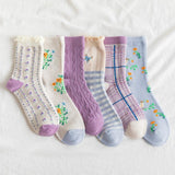 lutaotie Dainty Flower Fae Sketches Fairycore Socks