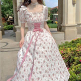 lutaotie Dewy Roses Fairy Grunge Cottagecore Dress