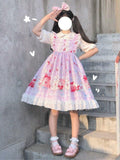 lutaotie Rabbit in the Tea Garden Dress Set with Optional Undershirt Top and Hair Bow