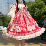 lutaotie Rabbit in the Tea Garden Dress Set with Optional Undershirt Top and Hair Bow