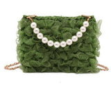 lutaotie Dainty Pearl Handle Lace Bag