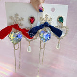 lutaotie Heart and Snowflake Wintery Wonderland Fairycore Earrings