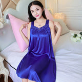 LANFUBEISI Women Soft Nightgowns Sexy Nightwear Lace Patchwork Long Sleepwear Lingerie Nighty Wedding Silk Dress Sleep Wear Nightdress