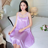 LANFUBEISI Women Soft Nightgowns Sexy Nightwear Lace Patchwork Long Sleepwear Lingerie Nighty Wedding Silk Dress Sleep Wear Nightdress