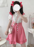 lutaotie Small but Brave Heart Button Cottagecore Fairycore Skirt