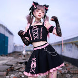 lutaotie Neko Princess Dark Fairycore Princesscore Top and Bottom Set with Optional Accessories