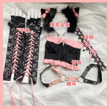 lutaotie Neko Princess Dark Fairycore Princesscore Top and Bottom Set with Optional Accessories