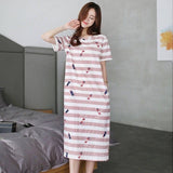 LANFUBEISI  Women Short Sleeve Sleepwear Cotton Night Gowns Summer Cartoon Nightgowns Home Wear Girls Sleep Lounge Sleeping Dress