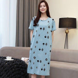 LANFUBEISI  Women Short Sleeve Sleepwear Cotton Night Gowns Summer Cartoon Nightgowns Home Wear Girls Sleep Lounge Sleeping Dress