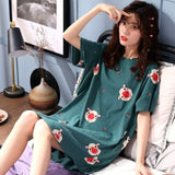 LANFUBEISI  Women Short Sleeve Sleepwear Cotton Night Gowns Summer Cartoon Nightgowns Home Wear Girls Sleep Lounge Sleeping Dress