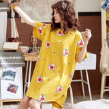 LANFUBEISI  Women Short Sleeve Sleepwear Cotton Night Gowns Summer Cartoon Nightgowns Home Wear Girls Sleep Lounge Sleeping Dress