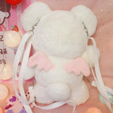 lutaotie Pink Cherry Teddy Fairycore Bag