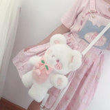 lutaotie Pink Cherry Teddy Fairycore Bag