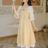 LoveFery Lemon Custard Tarte Fairycore Cottagecore Dress