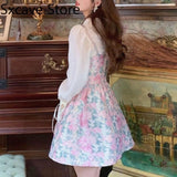 lutaotie Mini Fresh Spring Rose Bouquet Fairycore Dress and Top Complete Set