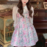 lutaotie Mini Fresh Spring Rose Bouquet Fairycore Dress and Top Complete Set